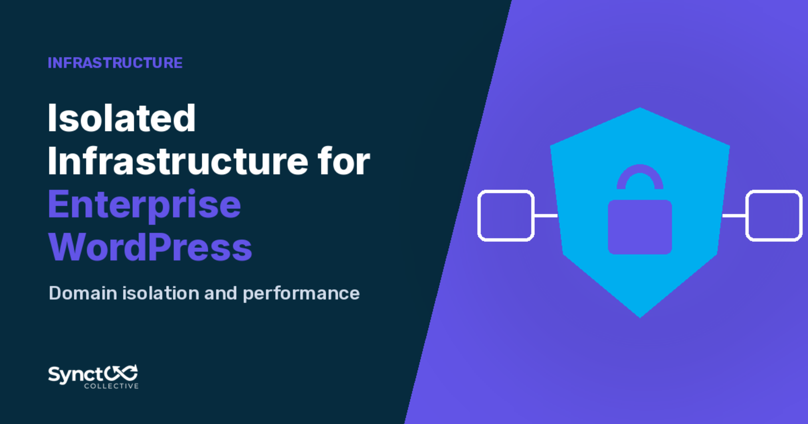 Illustrated graphic: Isolated Infrastructure for Enterprise WordPress. Domain isolation and performance.