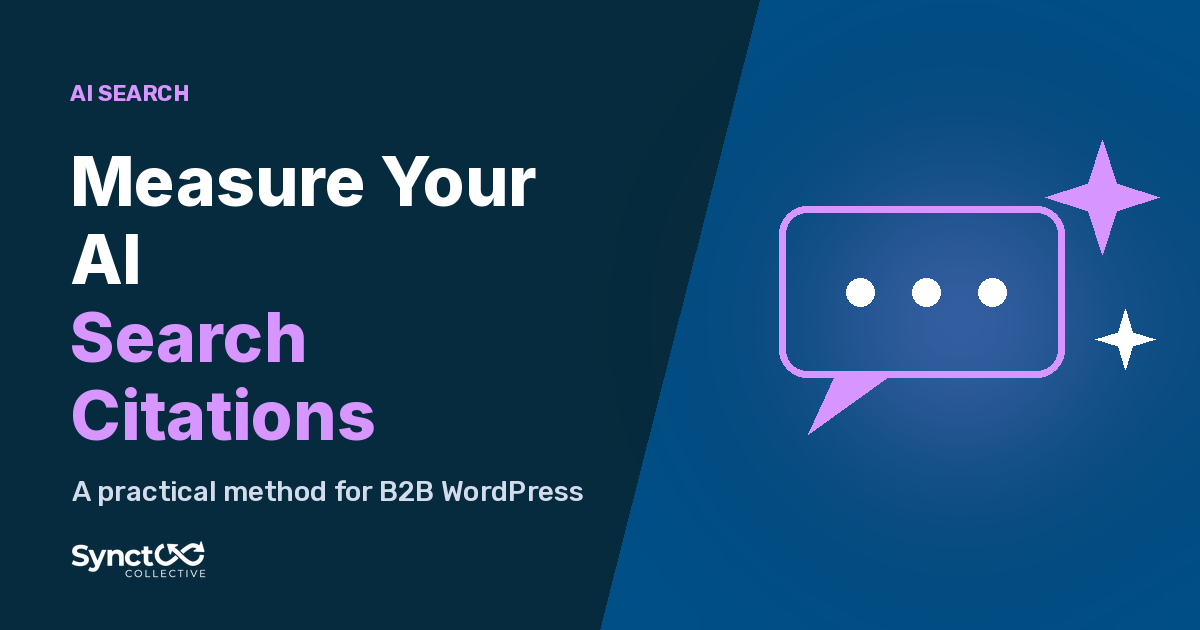 Illustrated graphic: Measure Your AI Search Citations. A practical method for B2B WordPress.